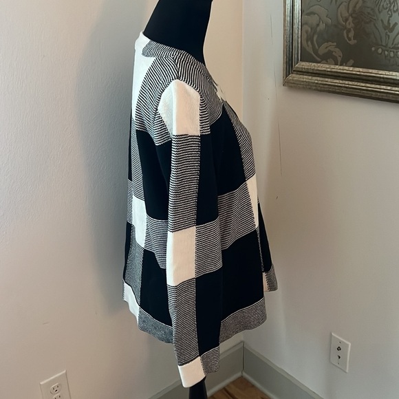 Liz Claiborne black white checkered 100% cotton long sleeve sweater Sz XL - Picture 4 of 5